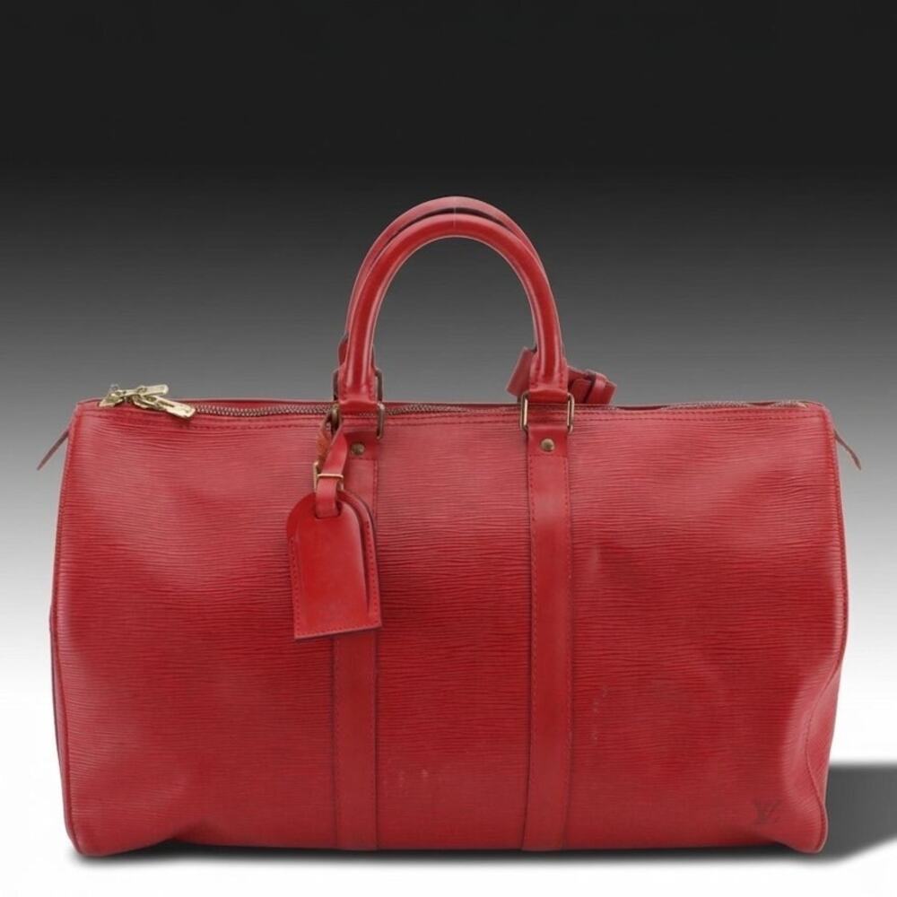 Louis Vuitton Red Epi Leather Keepall 45 Duffle Bag - Authentic VI0935 Vintage